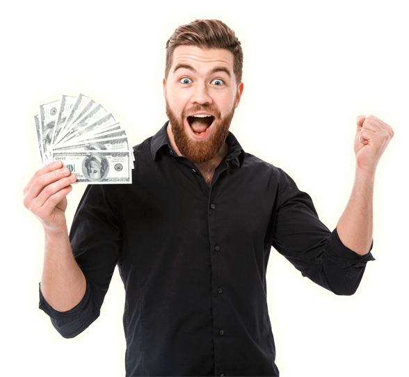 A Men In Excitement After Winning Money